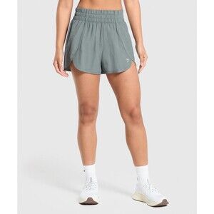 3/$30 Gymshark Shorts Womens Size XS Teal Retro Waistband Short 2.5” Inseam